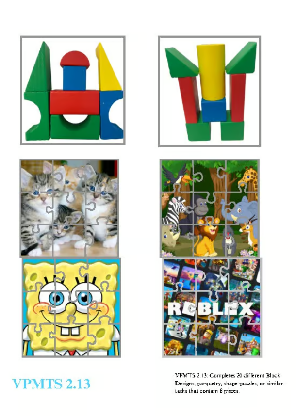 Vb Map Imitating Block Structures Example VB-MAPP VPMTS 3.13: Block Designs & Puzzles – ABA Stimuli